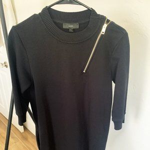 Diesel cotton zip-shoulder dress - black - gold zipper - pockets - midlenght